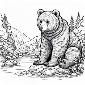 Раскраска Медведь 52 - Бесплатно распечатать