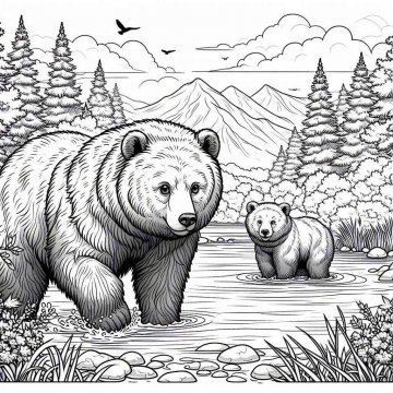 Раскраска Медведь 54 - Бесплатно распечатать