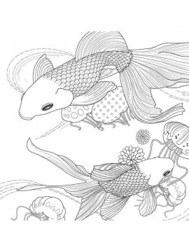 Раскраска Золотая рыбка 15 - Бесплатно распечатать