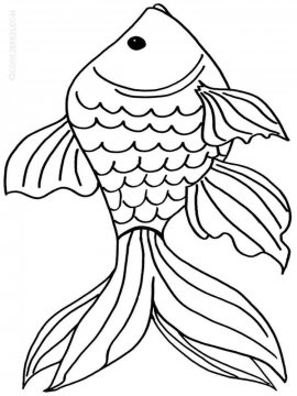 Раскраска Золотая рыбка 9 - Бесплатно распечатать