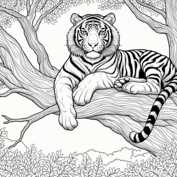 Раскраска Тигр 32 - Бесплатно распечатать
