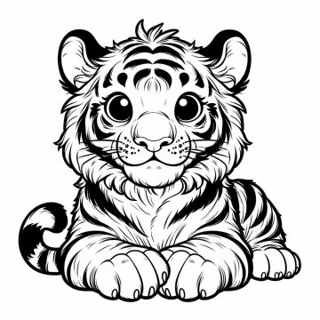Раскраска Тигр 59 - Бесплатно распечатать