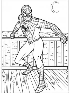 Раскраска Человек паук на набережной
