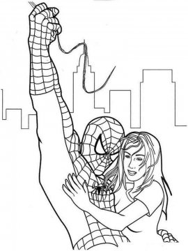 Раскраска Человек паук с девушкой