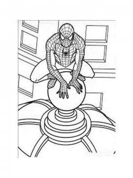 Раскраска Человек паук на шаре