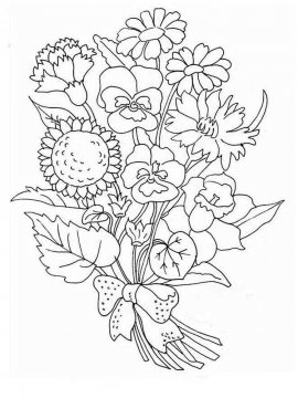 Раскраска Букет цветов 28 - Бесплатно распечатать