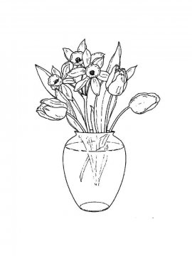 Раскраска Цветы в вазе 29 - Бесплатно распечатать