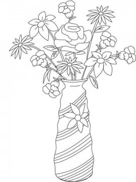 Раскраска Цветы в вазе 4 - Бесплатно распечатать