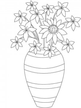 Раскраска Цветы в вазе 5 - Бесплатно распечатать
