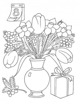 Раскраска Цветы в вазе 6 - Бесплатно распечатать