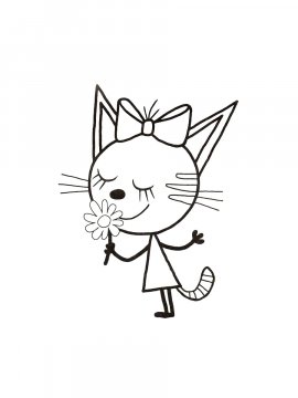 Раскраска Карамелька нюхает цветок