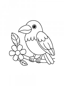 Раскраска Птица на ветке