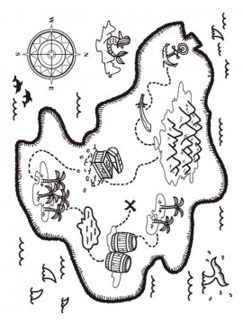 Раскраска Карта сокровищ 3 - Бесплатно распечатать