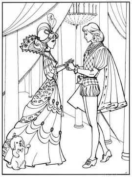 Раскраска принц и принцесса на Балу	