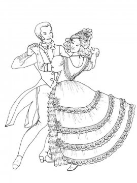 Раскраска мужчина и женщина танцуют