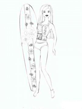 Раскраска Барби серфер
