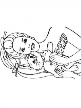 Раскраска Барби с кошечкой