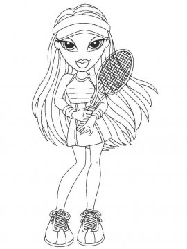 Раскраска Братц с теннисной ракеткой