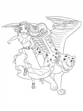 Раскраска Елена и ее крылатый ягуар Скайлар