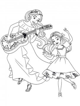 Раскраска Елена играет на гитаре для своей сестры