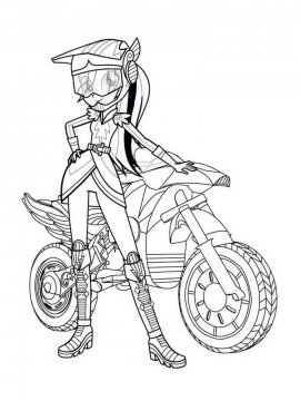 Раскраска Радуга Дэш с мотоциклом Эквестрия герлз