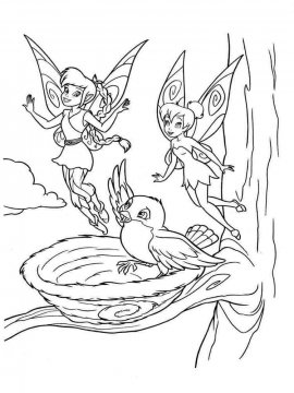 Раскраска Феи Динь Динь с птенцом в гнезде