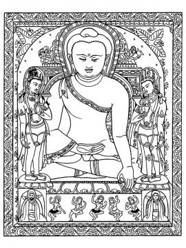 Раскраска Будда 9 - Бесплатно распечатать