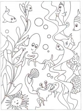 Раскраска Морские Обитатели 14 - Бесплатно распечатать