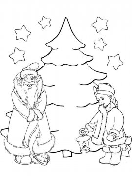 Раскраска Дед Мороз 76 - Бесплатно распечатать