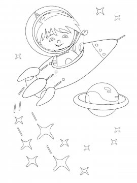 Раскраска День Космонавтики 12 - Бесплатно распечатать