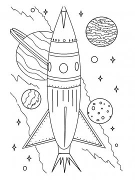 Раскраска День Космонавтики 17 - Бесплатно распечатать