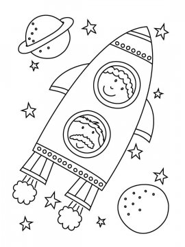Раскраска День Космонавтики 2 - Бесплатно распечатать