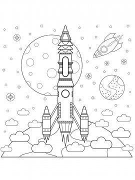 Раскраска День Космонавтики 22 - Бесплатно распечатать
