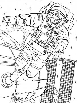 Раскраска День Космонавтики 3 - Бесплатно распечатать