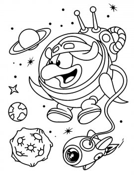Раскраска День Космонавтики 4 - Бесплатно распечатать