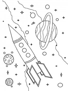Раскраска День Космонавтики 32 - Бесплатно распечатать