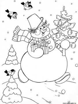 Раскраска Снеговик 64 - Бесплатно распечатать