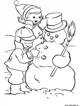 Раскраска Снеговик 54 - Бесплатно распечатать
