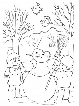 Раскраска Снеговик 31 - Бесплатно распечатать