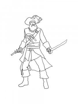 Раскраска Пират с пистолетом и саблей