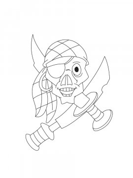 Раскраска череп Пирата с саблями