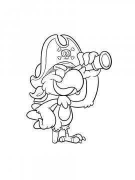 Раскраска Пират попугай смотрит в трубу