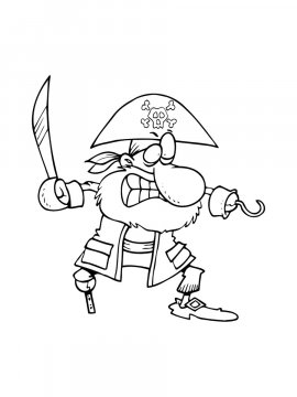 Раскраска Одноногий Пират с крюком