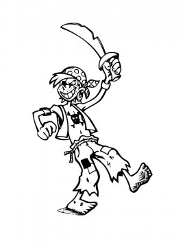 Раскраска босой Пират с саблей