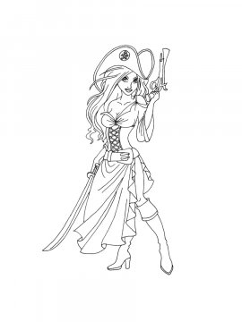Раскраска Женщина Пират