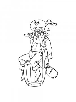 Раскраска Пират сидит на бочке рома