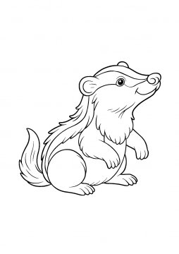 Раскраска Барсук стоит на задних лапах