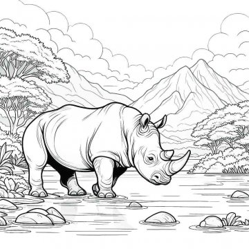 Раскраска Носорог 39 - Бесплатно распечатать
