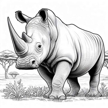 Раскраска Носорог 46 - Бесплатно распечатать