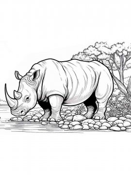 Раскраска Носорог 50 - Бесплатно распечатать